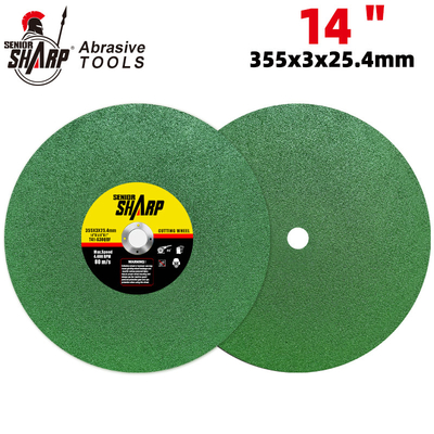 Abrasive 14 inch 350x2.8x25.4mm discos de corte para metal Green stainless steel grinding wheel Cutting Disc